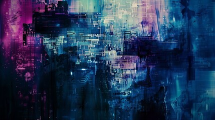 Wall Mural - Cybernetic Glitch Abstract Background