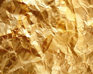 Crinkled Gold. Marbled Foil Texture on Old Yellow Paper, Elegant Luxury Background