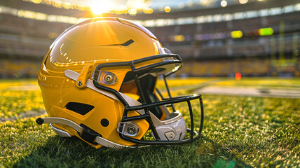 Yellow American football helmet