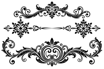 Wall Mural - beautiful graphic with a black elegant plant ornament on an isolated background