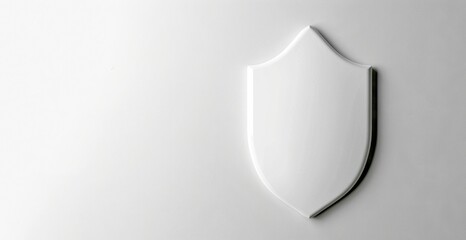 Aufkleber - Minimalist white shield symbol on light gray background. Modern abstract design representing security and protection. Suitable for technology, cybersecurity, and design themes. . AI