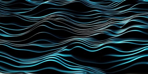 Black and light blue 3d waves abstract background