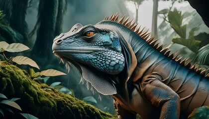 Wall Mural - iguana in the rainforest 