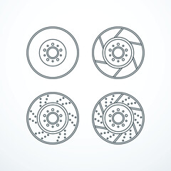 Wall Mural - Car brake disc icon set. Vector illustration