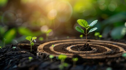 Enviromentally sustainable company target in 2024. Carbon neutral and net zero concept. Reducing carbon footprint. Decreasing CO2 emissions target. Limit climate change and global warming