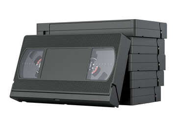 Poster - Stack of VHS videotapes, 3D rendering isolated on transparent background