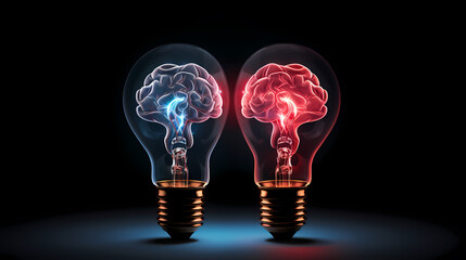 Wall Mural - There is a glowing brain inside the light bulb