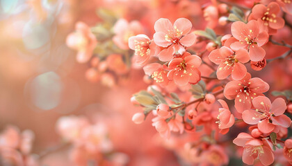 Wall Mural - Beautiful pink light pink flower with copyspace for background. Spring season concept photo