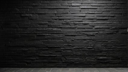 Wall Mural - Old brick wall texture background, Dark black brick wall surface abstract pattern.