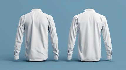 Fototapete - Blank long sleeve collared shirt mockup front and back views plain tshirt design presentation for print 3D rendering 3D illustration