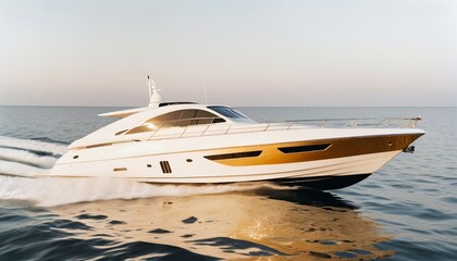 Wall Mural - luxury speed boat vehicle yacht white, isolated white background	
