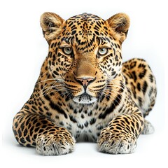 Wall Mural - picture of a leopard on a white background