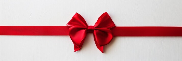 Beautiful red bow with red ribbon isolated on white background for page decor