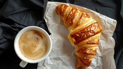 Wall Mural - Croissant and coffee.