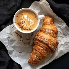 Wall Mural - Croissant and coffee.