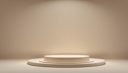 Wall Mural - isolated podium in empty room with brown wall