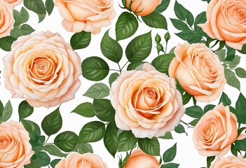 Wall Mural - watercolor set of roses