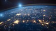 © Ziyan - Detailed view of Earth at night, showcasing the lights from populated areas and global network technology in action