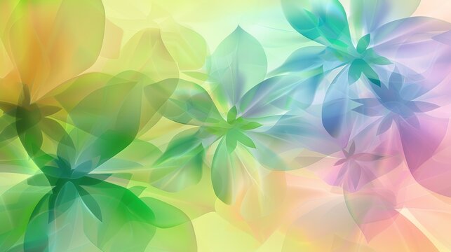 bountiful flowers abstract shapes subtle multicolored gradient background bright green colors, 