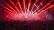 © familymedia - Audience enjoying a vibrant laser light show with beams of light during a live music festival performance