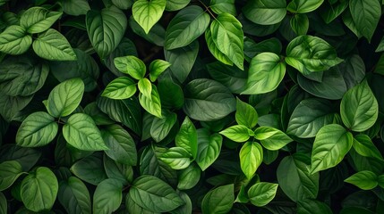 Wall Mural - lush green leaves forming dense natural foliage background fresh and vibrant botanical texture nature photo
