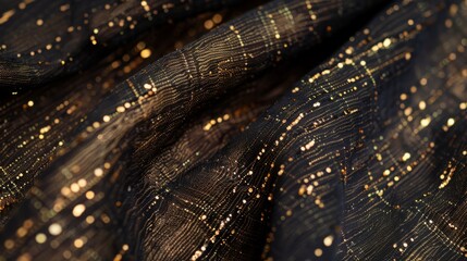 Gold flecked black silk fabric