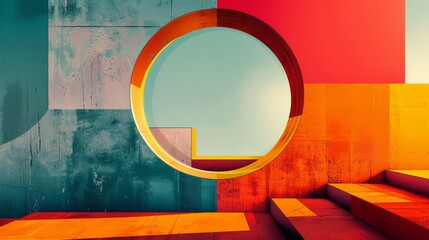 Wall Mural - Abstract geometric shapes, bold and colorful, modern design, copy space