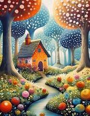 Canvas Print - beautiful autumn landscape in wonderland
