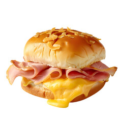 Wall Mural - breakfast slider with ham and cheese isolated on transparent background. generative ai