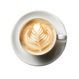 cappuccino with latte art isolated on transparent background. generative ai