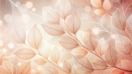 Wall Mural - Delicate, artistic background featuring transparent leaves in shades of white and coral, creating a soft, elegant atmosphere for visual compositions.