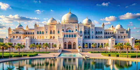 A majestic view of Qasr Al Watan Presidential Palace in Abu Dhabi, UAE , royal, architecture, landmark, government, politics, traditional, ornate, structure, Islamic, grand, impressive