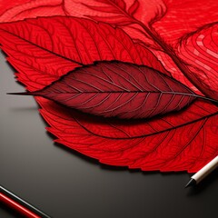 Wall Mural - Red leaves art