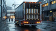 © NaphakStudio - A delivery truck loaded with beer kegs, parked in an industrial setting. The image captures the logistics and supply chain of the beverage industry.