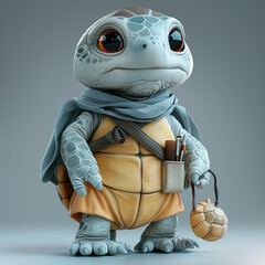 cute turtle 3d render isolated white background