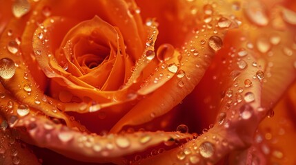 Aufkleber - Water droplets collecting on the surface of a vibrant orange rose, adding a touch of sparkle to its vivid hue