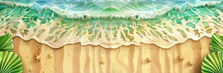 Poster - A flat design background with sea waves creating a wave pattern across the top, with free copy space below for text