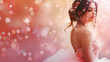 © Erika - fondo de quince años xv años con espacio para copiar invitacion digital con destellos de luz mujer joven cumpliendo quince años con su vestido elegante para diseño