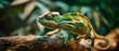 © STOCKYE STUDIO - chameleon walking on a branch, blurred background