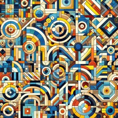 Wall Mural - Colorful abstract mosaic pattern with various geometric shapes