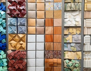 Wall Mural - Samples of wall tiles. Assortment of tiles with different colors for bathroom and kitchen renovation and design.