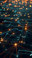 Poster - Glowing Tech Network Grid Visualizing Interconnected Digital Realm