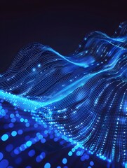 Poster - captivating digital wave of flowing illuminated particles and glowing lines