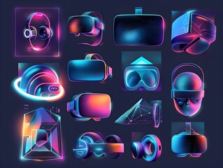 Poster - Abstract Representations of Futuristic Virtual Reality Elements in Vibrant Digital
