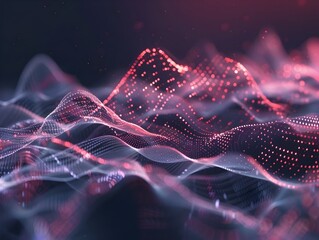 Poster - Pulsating Digital Waves Forming Abstract 3D Rendered Art Background