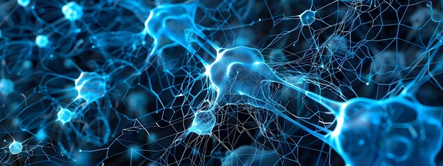 Poster - captivating neural network abstract with dynamic blue patterns