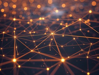 Poster - Glowing Interconnected Tech Nodes Forming a Luminous Digital Network