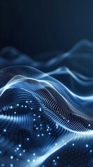 Poster - Quantum Technology Wave Patterns Digital with Flowing Blue Particles