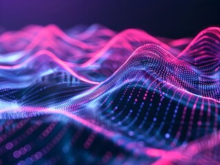 Poster - Mesmerizing Futuristic Wave Patterns with Digital Lighting and Fluid Motions