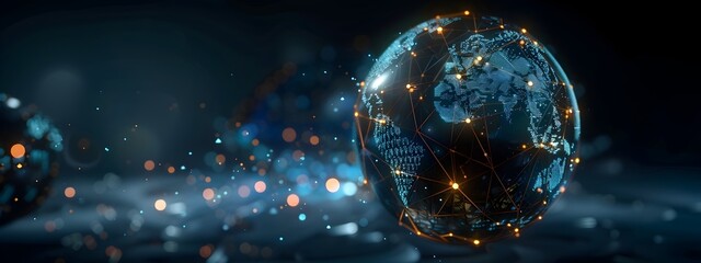 Poster - Cyber Sphere Futuristic Digital Sphere with Networking Connections and Energy Flows
